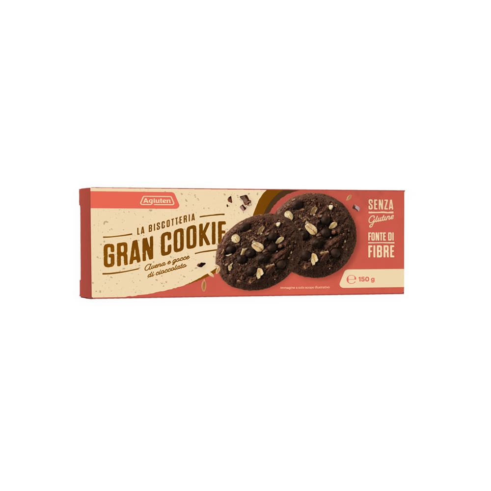 AGLUTEN GRAN COOKIE AVENA GOCCE DI CIOCCOLATO 150 G - Farma Nice