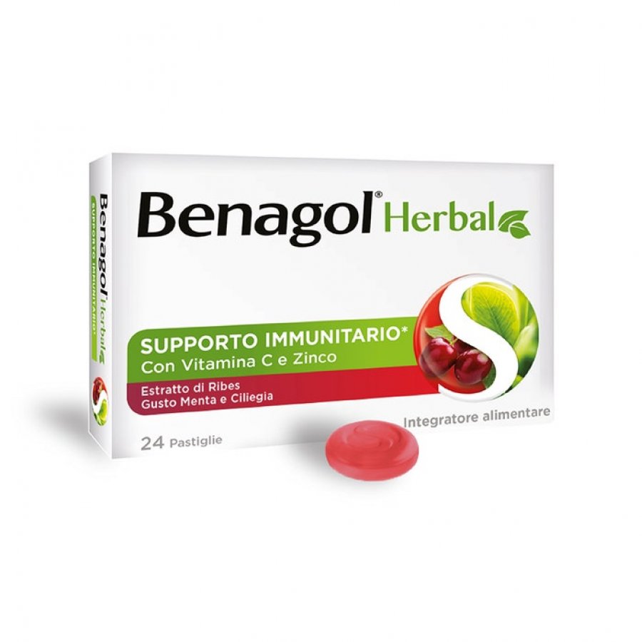 BENAGOL HERBAL MENTA E CILIEGIA 24 PASTIGLIE - Farma Nice