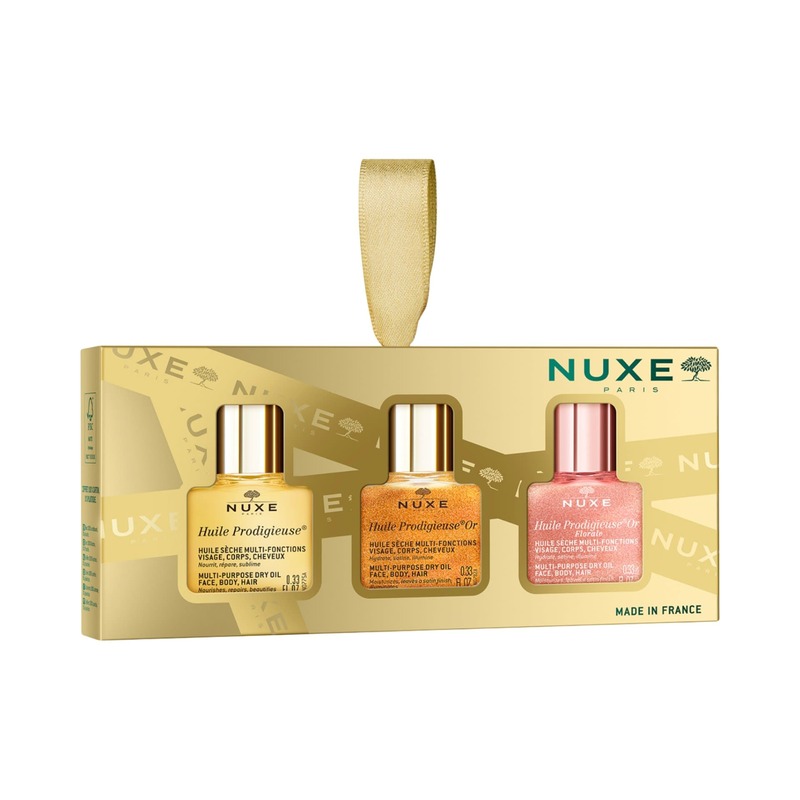 NUXE MINI COFFRET HP 2025 1 HUILE PRODIGIEUSE 10 ML + 1 HUILE PRODIGIEUSE OR 10 ML + 1 HUILE PRODIGIEUSE OR FLORALE 10 ML - Farma Nice