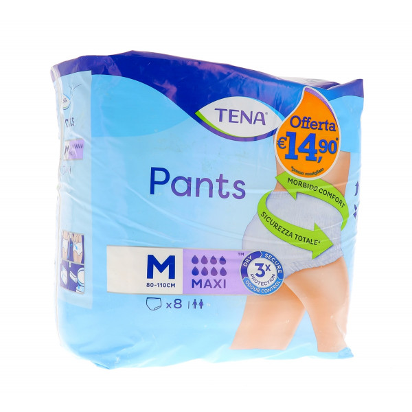 PANNOLONE PULL UP TENA PANTS MAXI TAGLIA MEDIUM 8 PEZZI - Farma Nice