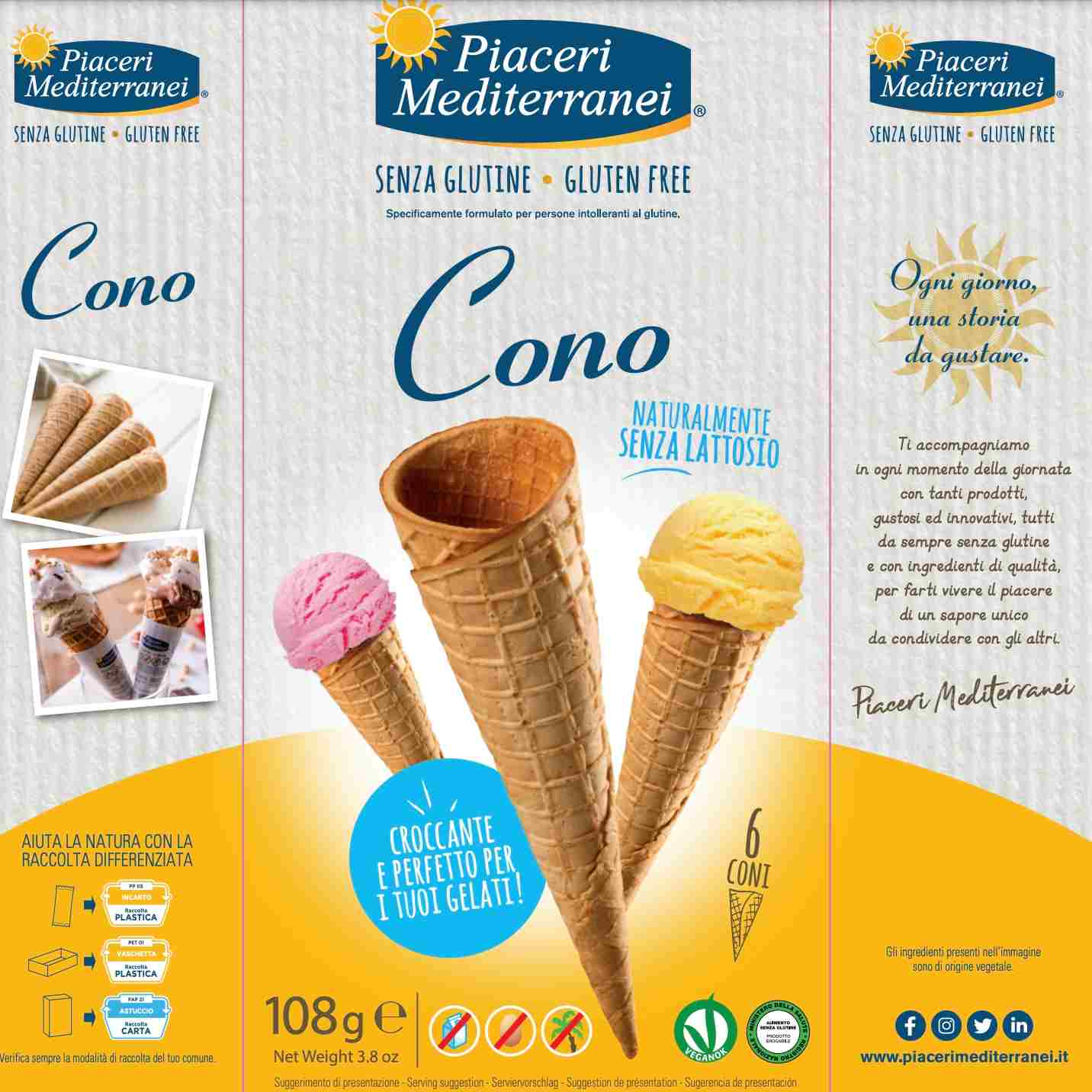 PIACERI MEDITERRANEI CONO 6 PEZZI 18 G - Farma Nice