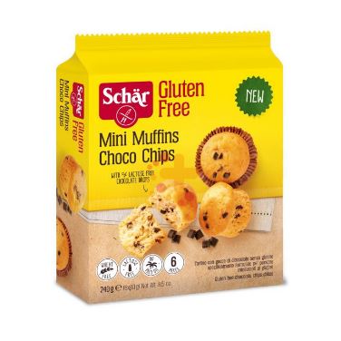 SCHAR MINI MUFFIN CHOCO CHIPS SENZA LATTOSIO 6 MONOPORZIONI DA 40 G - Farma Nice