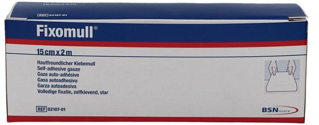 FASCIA AUTOADESIVA IPOALLERGENICA FISSAGGIO SU AMPIA SUPERFICIE FIXOMULL. SUPPORTO IN GARZA DI VISCOSA COLORE BIANCO MASSA IN POLICARBONATO SENZA RESINE E GOMME NATURALI. 15X1000CM - Farma Nice