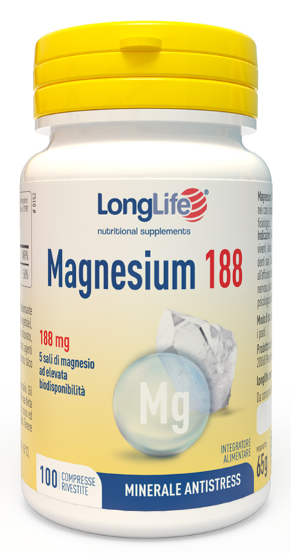 LONGLIFE MAGNESIUM 188 100 COMPRESSE RIVESTITE DA 6,5 G - Farma Nice