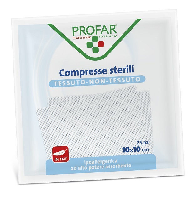 COMPRESSE IN TESSUTO NON TESSUTO 10 X 10 CM 25 PEZZI PROFAR - Farma Nice