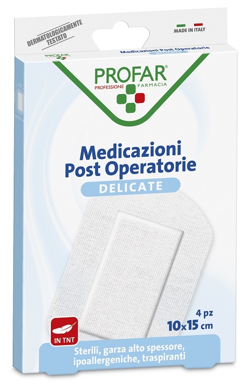 MEDICAZIONE POST OPERATORIA STERILE GARZA ANTIADERENTE 10X15 CM 4 PEZZI PROFAR - Farma Nice