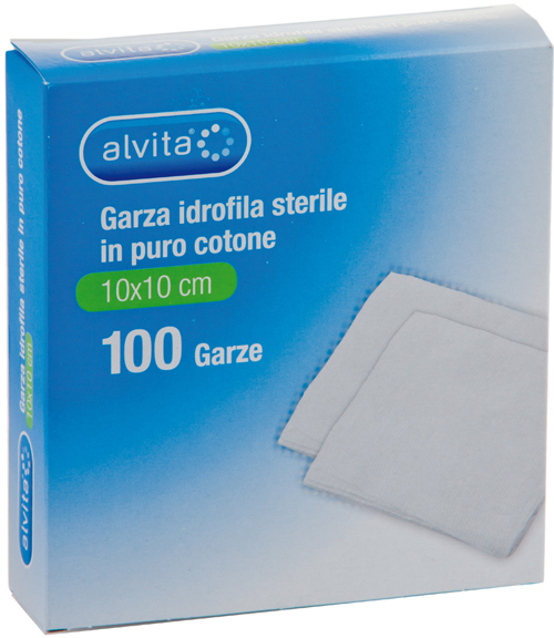 GARZA IDROFILA IN PURO COTONE ALVITA 10X10CM 100 PEZZI - Farma Nice