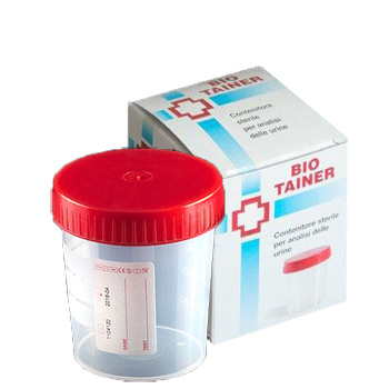 CONTENITORE PER URINA BIO TAINER GRADUATO CON SUPERFICIE DI SCRITTURA CON TAPPO A VITE CAPACITA' 120ML 1 PEZZO - Farma Nice