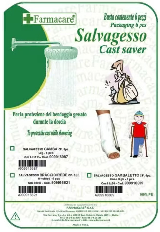 SALVAGESSO PER GAMBALETTO UTILE PER LA PROTEZIONE DEL GESSO DURANTE LA DOCCIA 6 PEZZI - Farma Nice