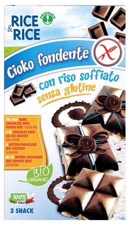 RICE&RICE CIOKO - RISO SOFFIATO E CIOCCOLATO FONDENTE 3 X 25 G SENZA LIEVITO - Farma Nice