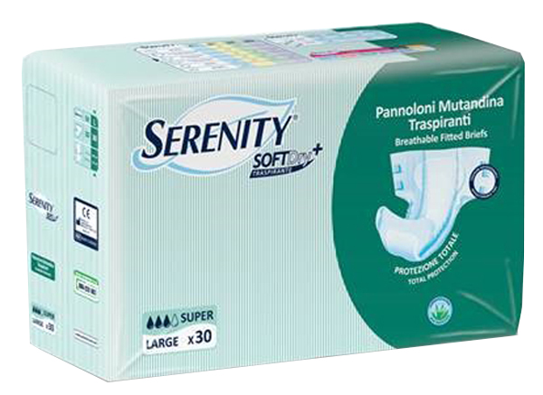 PANNOLONE PER INCONTINENZA A MUTANDINA SERENITY SOFTDRY+ ALOE SUPER LARGE 30 PEZZI - Farma Nice