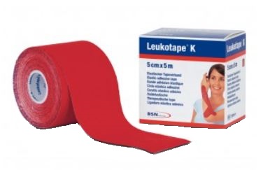 BENDA ADESIVA LEUKOTAPE K PER TAPING FISIOTERAPICO LARGHEZZA 5 CM LUNGHEZZA 5 M COLORE ROSSO IN ROTOLO - Farma Nice