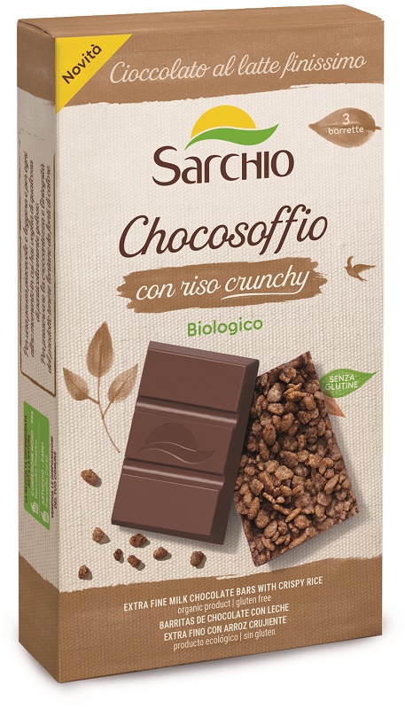 CHOCOSOFFIO BARRETTA CIOCCOLATO LATTE FINISSIMO E RISO CROCCANTE 3 PEZZI DA 25 G - Farma Nice