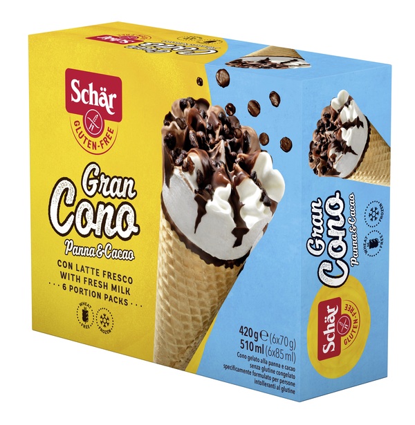 SCHAR SURGELATI GRAN CONO PANNA&CACAO CON LATTE FRESCO 6 PEZZI DA 70 G - Farma Nice