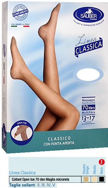 SAUBER COLLANT OPEN TOE MAGLIA MICRORETE 70 DEN COLORE MEDIO 4 LINEA CLASSICA - Farma Nice