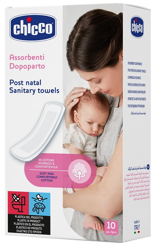 CHICCO MAMMA DONNA ASSORBENTI POSTPARTO COTONE 10 PEZZI - Farma Nice