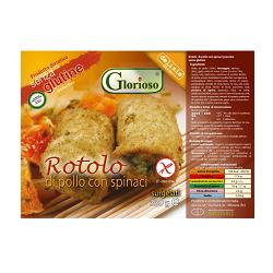 GLORIOSO ROTOLO DI FILETTI DI POLLO CON SPINACI COTTO SURGELATO 320 G - Farma Nice