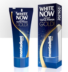 MENTADENT DENTIFRICIO WHITE NOW TRIPLE POWER GOLD 50 ML - Farma Nice
