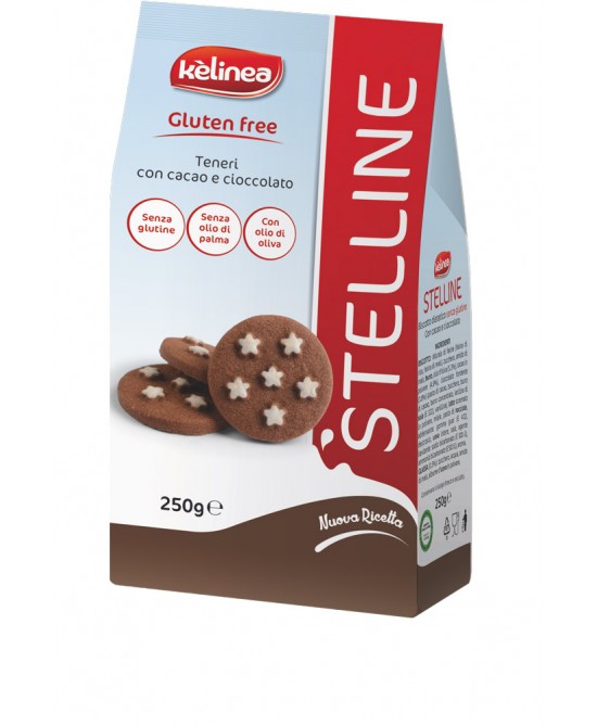 KELINEA STELLINE BISCOTTI CON CACAO E CIOCCOLATO SENZA GLUTINE 250 G - Farma Nice