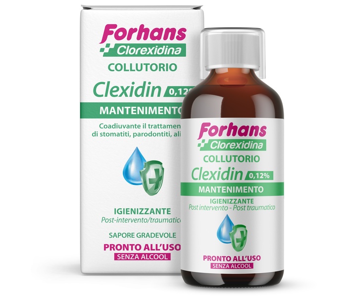 FORHANS COLLUTORIO CON CLOREXIDINA 0,12 CLEXIDIN SENZA ALCOOL 200 ML - Farma Nice