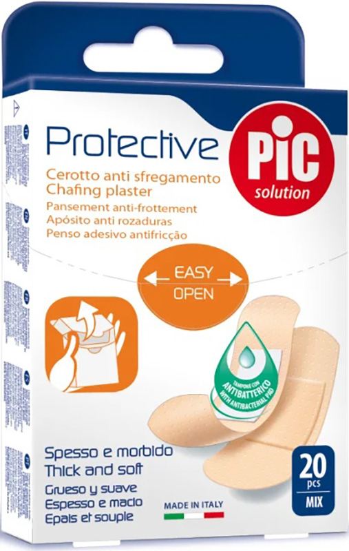 CEROTTO PIC PROTECTIVE MIX ANTIBATTERICO ANTISFREGAMENTO CON TAMPONE 20 PEZZI - Farma Nice