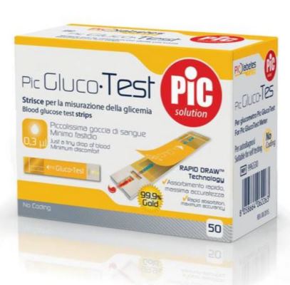STRISCE MISURAZIONE GLICEMIA PIC GLUCOTEST 50 PEZZI - Farma Nice