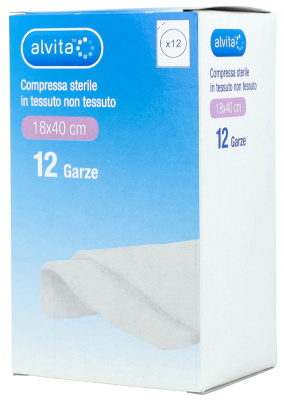 ALVITA GARZA STERILE IN TESSUTO NON TESSUTO 18X40CM 12 PEZZI - Farma Nice