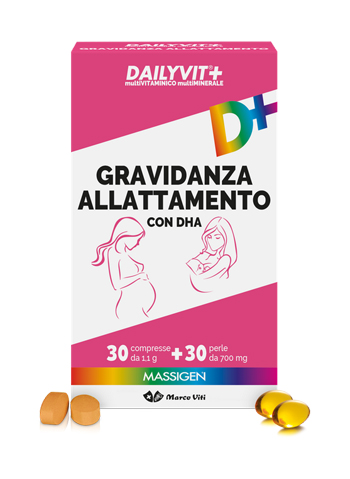 MASSIGEN GRAVIDANZA ALLATTAMENTO CON ACIDO FOLICO MULTIVITAMINICO E MULTIMINERALE 30 COMPRESSE RIVESTITE DA 1,1 G + 30 PERLE DA 700 MG - Farma Nice