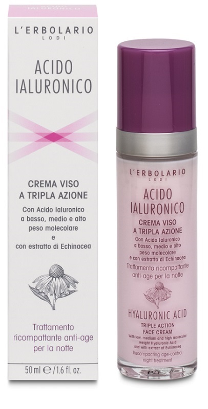 ACIDO IALURONICO CREMA VISO A TRIPLA AZIONE TRATTAMENTO RICOMPATTANTE ANTIAGE NOTTE 50 ML - Farma Nice