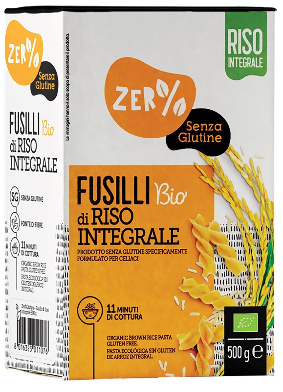 ZERO% GLUTINE FUSILLI DI RISO INTEGRALE SENZA GLUTINE BIO 500 G - Farma Nice
