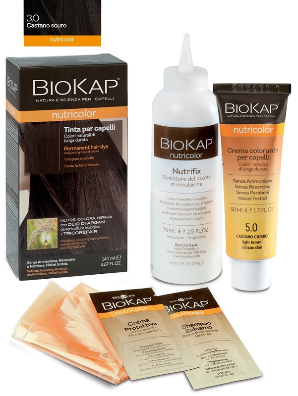 BIOKAP NUTRICOLOR 3,0 NEW CASTANO SCURO TINTA TUBO + FLACONE - Farma Nice