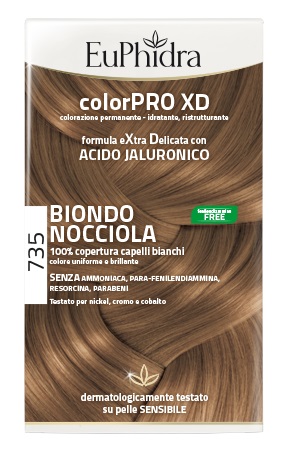 EUPHIDRA COLORPRO XD 735 BIONDO NOCCIOLA GEL COLORANTE CAPELLI IN FLACONE + ATTIVANTE + BALSAMO + GUANTI - Farma Nice