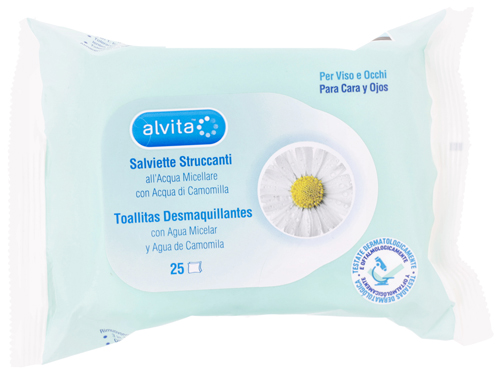 ALVITA SALVIETTINE STRUCCANTI ACQUA MICELLARE 25 PEZZI - Farma Nice