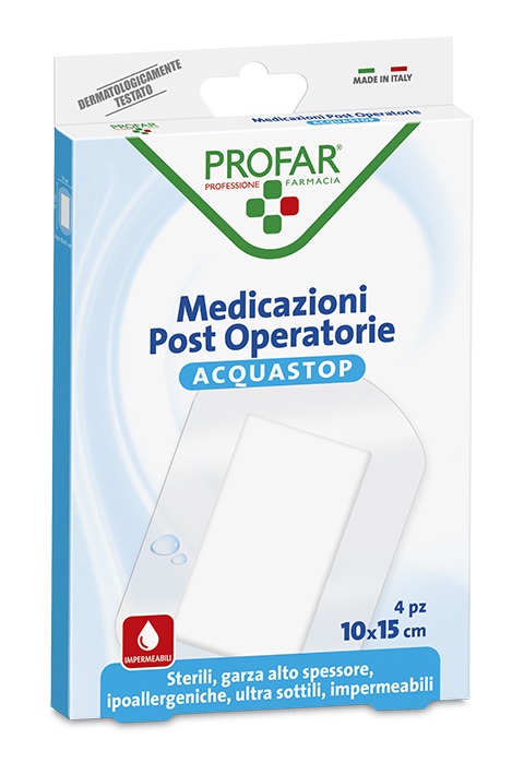 ACQUASTOP MEDICAZIONE POST OPERATORIA 10X15 CM PROFAR MED 4 PEZZI - Farma Nice