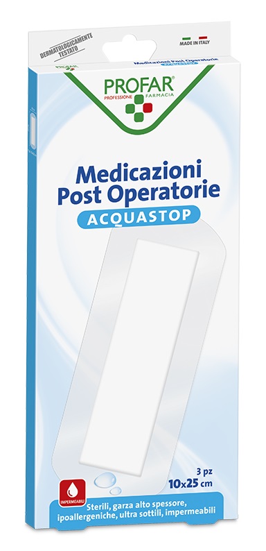 ACQUASTOP MEDICAZIONE POST OPERATORIA PROFAR MED 10X25 CM 3 PEZZI - Farma Nice