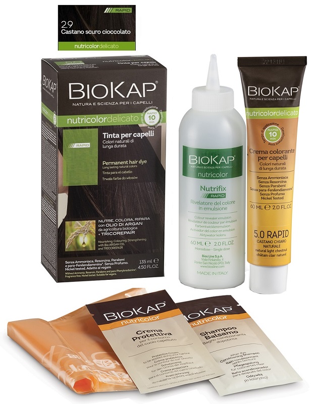 BIOS LINE  BIOKAP NUTRICOLOR DELICATO RAPID TINTA 2,9 CASTANO SCURO CIOCCOLATO 135 ML - Farma Nice