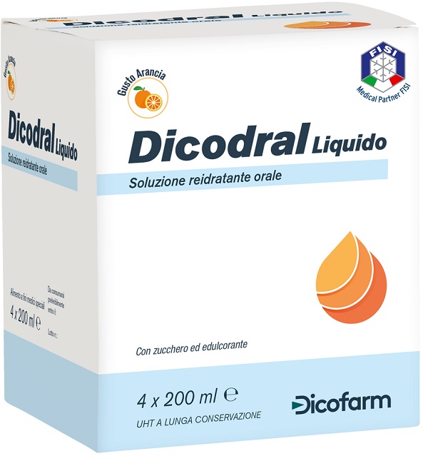 DICODRAL LIQUIDO SOLUZIONE REIDRATANTE ORALE 4 X 200 ML - Farma Nice