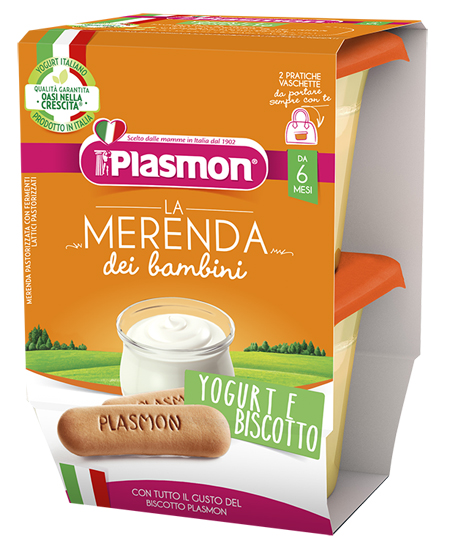 PLASMON LA MERENDA DEI BAMBINI SAPORE DI NATURA YOGURT BISCOTTO ASETTICO 2 X 120 G - Farma Nice