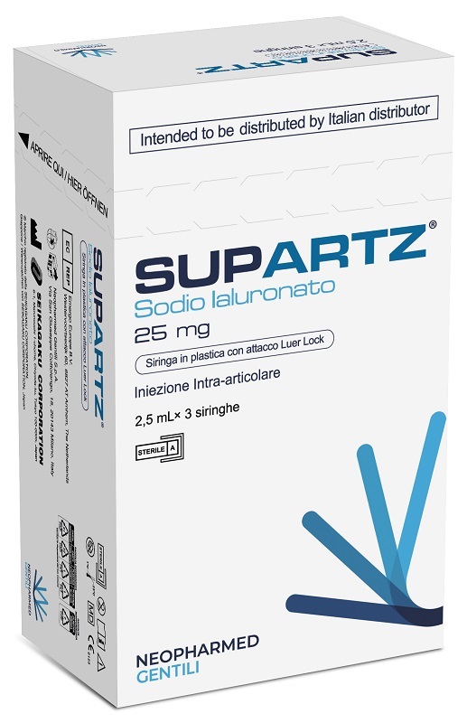 SIRINGA PRERIEMPITA INTRA-ARTICOLARE SUPARTZ ACIDO IALURONICO 25 MG 2,5 ML 3 PEZZI - Farma Nice