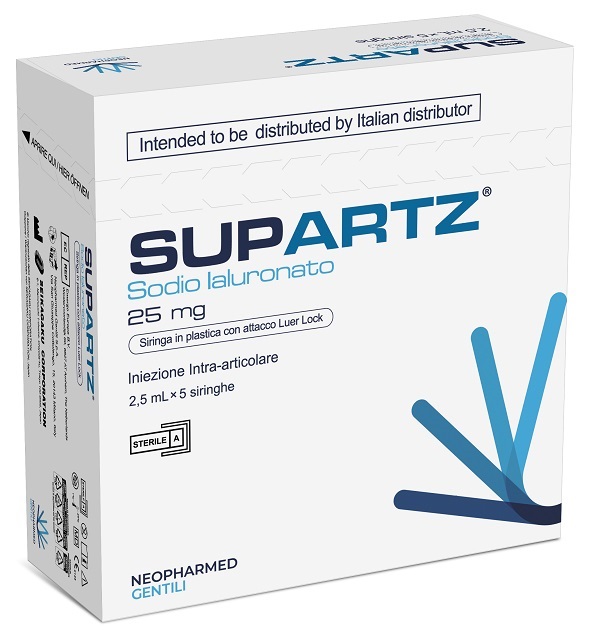 SIRINGA PRERIEMPITA INTRA-ARTICOLARE SUPARTZ ACIDO IALURONICO 25 MG 2,5 ML 5 PEZZI - Farma Nice