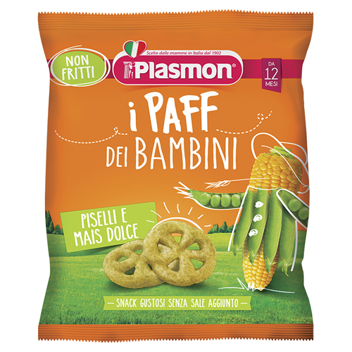 PLASMON DRY SNACK PAFF PISELLI-MAIS 15 G - Farma Nice