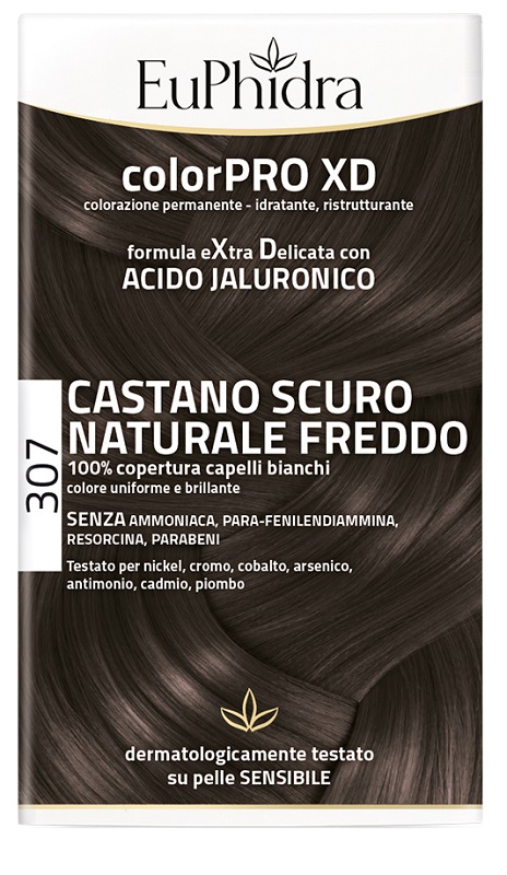 EUPHIDRA COLORPRO XD 307 CASTANO SCU NATURALE F COLORE + ATTIVANTE + BALSAMO + CUFFIA + GUANTI - Farma Nice