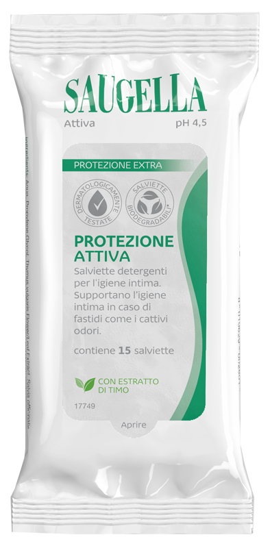 SAUGELLA ATTIVA SALVIETTINE 15 PEZZI - Farma Nice