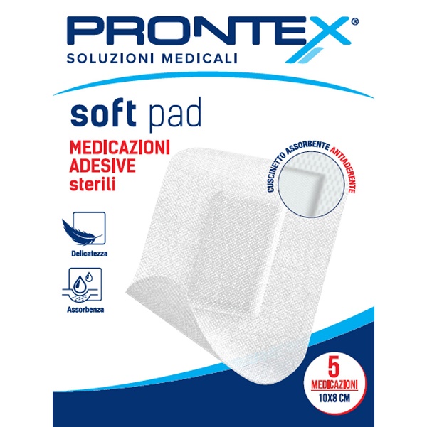 MEDICAZIONE ADESIVA STERILE PRONTEX SOFT PAD 10X8 CM 5 PEZZI - Farma Nice