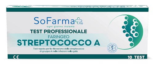 TEST RAPIDO FARINGEO STREPTO A RILEVAZIONE ANTIGENE STREPTOCOCCO A SU TAMPONE FARINGEO MEDIANTE IMMUNOCROMATOGRAFIA PROFESSIONALE 10 PEZZI SOFARMAPIU' - Farma Nice