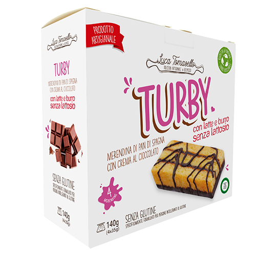 TURBY MERENDINA PAN DI SPAGNA CON CREMA CIOCCOLATO 4 PEZZI DA 35 G - Farma Nice