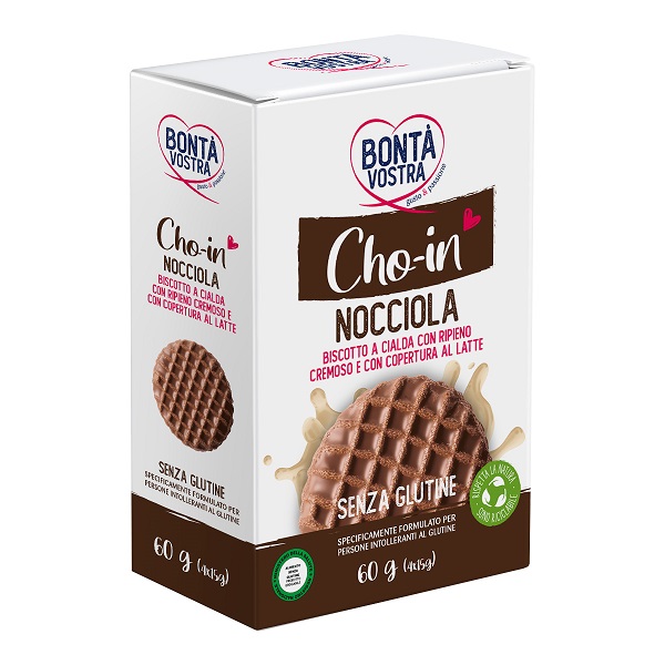 BONTA' VOSTRA CHO-IN NOCCIOLA BISCOTTO A CIALDA 4 PEZZI DA 15 G - Farma Nice