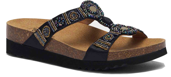 CALZATURA NEW BOGOTA' WEDGE SATIN+BEADS W BLACK/MULTI 40 - Farma Nice