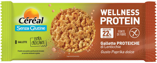 CEREAL WELLNESS PROTEIN GALLETTE PROTEICHE DI LENTICCHIE GUSTO PAPRIKA DOLCE 82 G - Farma Nice