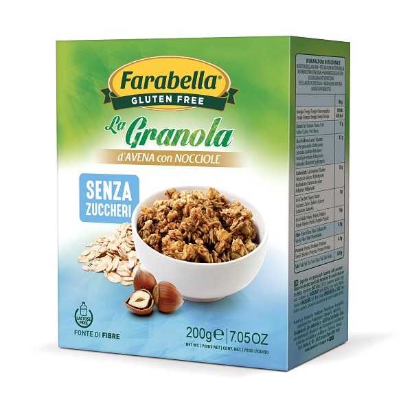 FARABELLA GLUTEN FREE LA GRANOLA D'AVENA CON NOCCIOLE SENZA ZUCCHERI SENZA LATTOSIO 200 G - Farma Nice